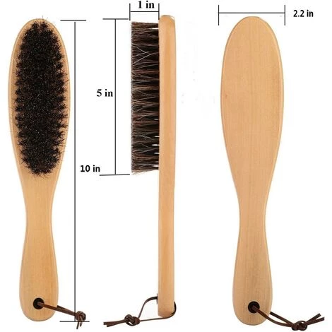 LONGZIMING Solid Wood Brosse à Vêtements Anti-Peluches, Avec Souples Crins Véritables Et Manche En Bois Pour Manteau Pour Homme, Chaussures De Costumes, Vestes, Mobilier, Tapis – Image 4