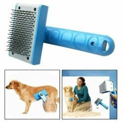 LangRay Brosse De Toilettage De Chien De Chien, Outil De Déshumidification De Chien Cat-Aiguille à Point Arrondis Pour Enlever Les Enroulements Et La Fourrure En Vrac, Bleu