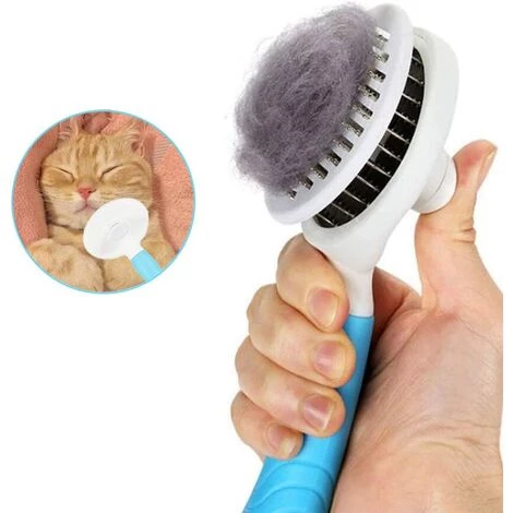 AIDUCHO Brosse De Toilettage De Chien, Brosse Chat Poil Long, Brosse Chiens Et Chats Autonettoyante, Avec Enlèvement Des Poils En Un Clic, Pour Chiens Et Chats De Petite, Moyenne Et Grande (Bleu)