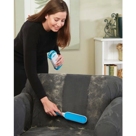 NO-NAME Venteo - Brosse Anti Poils Animaux - TELESHOPPING - ACTI'SWEEP™ - Brosse Avec Base Autonettoyante - Bleu Et Blanc - Adulte - Réutilisable – Image 2