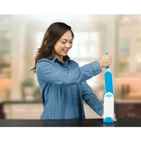 NO-NAME Venteo - Brosse Anti Poils Animaux - TELESHOPPING - ACTI'SWEEP™ - Brosse Avec Base Autonettoyante - Bleu Et Blanc - Adulte - Réutilisable – Image 3