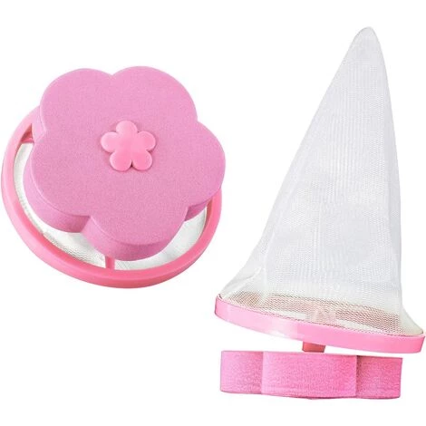 AIDUCHO 4 Pièces Réutilisable Machine à Laver Lint Catcher Machine à Laver Domestique Lint Mesh Bag Filtre à Cheveux Net Pouch Rondelle Hair Catcher Rose Plum Top – Image 5