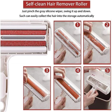 BRIDAY Brosse Anti Poils Animaux Chien Chat, Brosse Ramasse Enlè,ve Poils, Magique Ré,utilisable Pour Poils, Rouleau à, Poils D'animaux, É,pilateur(vê,tements/canapé,/Voiture/lit/Tapis),Rouge – Image 3