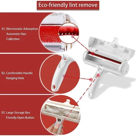 BRIDAY Brosse Anti Poils Animaux Chien Chat, Brosse Ramasse Enlè,ve Poils, Magique Ré,utilisable Pour Poils, Rouleau à, Poils D'animaux, É,pilateur(vê,tements/canapé,/Voiture/lit/Tapis),Rouge – Image 5