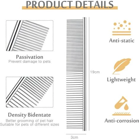 Peigne D'Animaux De Compagnie En Acier Inoxydable Peigne De Toilettage D'Animaux De Compagnie Peigne De Chiens à Dents Rondes Pour Chiens Et Chats Avec Cheveux Emmêlés Macaron – Image 2