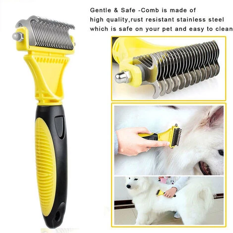 Brosse Chien Brosse Chat, Peigne Déméloir Chien Professionnel Et Brosse Chien Poil Long, Râteau De Toilettage Pour Chien Et Chat Réduit Efficacement La Perte De Cheveux -Fontainebleau – Image 3