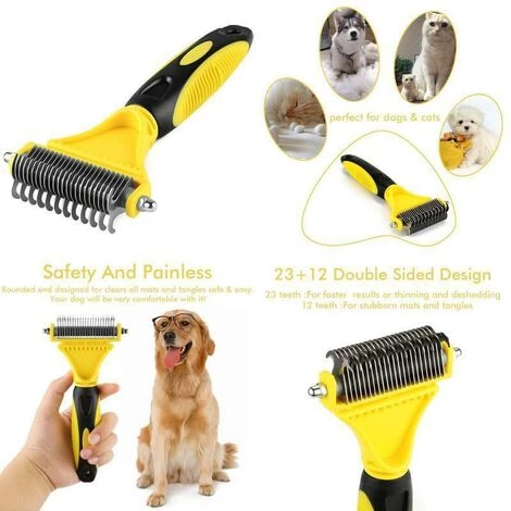 Brosse Chien Brosse Chat, Peigne Déméloir Chien Professionnel Et Brosse Chien Poil Long, Râteau De Toilettage Pour Chien Et Chat Réduit Efficacement La Perte De Cheveux -Fontainebleau – Image 4