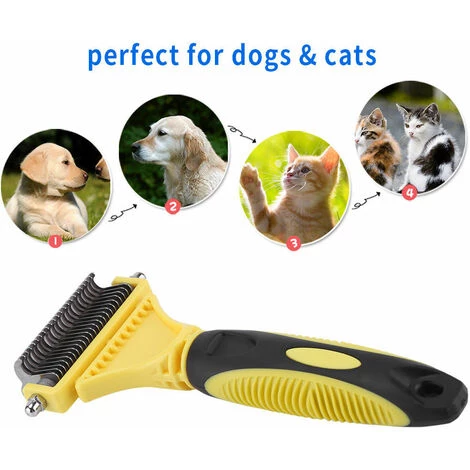Brosse Chien Brosse Chat, Peigne Déméloir Chien Professionnel Et Brosse Chien Poil Long, Râteau De Toilettage Pour Chien Et Chat Réduit Efficacement La Perte De Cheveux -Fontainebleau – Image 5