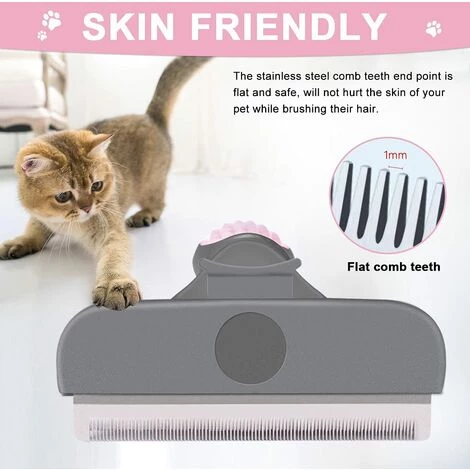 TINOR Brosse De Toilettage Flottante à 95 % Pour Chats Et Chiens, Doux Pour La Peau, Outil De Démêlage Des Poils D'animaux Domestiques, En Acier Inoxydable à Poils Longs (rose) – Image 4