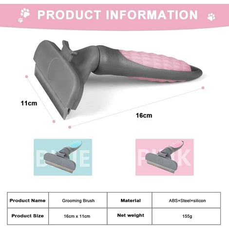 TINOR Brosse De Toilettage Flottante à 95 % Pour Chats Et Chiens, Doux Pour La Peau, Outil De Démêlage Des Poils D'animaux Domestiques, En Acier Inoxydable à Poils Longs (rose) – Image 5