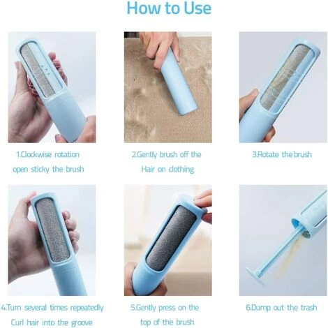 ZHUOXUAN Rouleau Anti Peluche Portable, Brosse Anti Poils Animaux Chien Chat Reutilisable Brosse Anti Poils Animaux Rouleau à Poils D'animaux Pour Chien, Chat, Vêtements, Coussin, Canapé, Voiture, Lit (Bleu) â Image 2