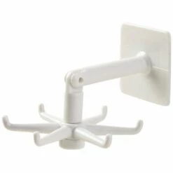 LUCKY-88 2 Crochets Rotatifs à 360 Degrés, Supports De Rangement, Crochets De Rangement Sans Perforation (6 Crochets à Double Usage Blancs)