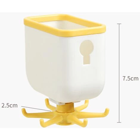 LUCKY-88 2 Pièces De Crochets Rotatifs à 360 Degrés, Supports De Stockage, Crochets De Stockage Sans Perforation (stockage 6 Crochets Jaunes) – Image 2