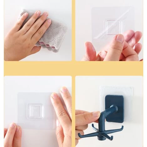 LUCKY-88 2 Pièces De Crochets Rotatifs à 360 Degrés, Supports De Stockage, Crochets De Stockage Sans Perforation (stockage 6 Crochets Jaunes) – Image 5