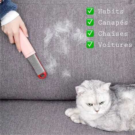 Ensoleillé Brosse Anti-Poil Animaux - Elimine Poils Et Peluches Chiens Et Chats - Autonettoyante Et Réutilisable - Double Face - Efficace Sur Vêtements, Canapé, Voiture, Lit - Ergonomique – Image 2