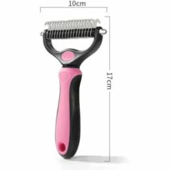 Brosse Chien-Chat, Peigne Déméloir Professionnel, Peigne à Râteau à Lame Double Dents L Rose FUIENKO
