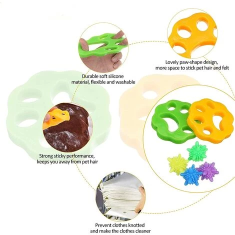TANABATA Vêtements Épilateur Pour Machine à Laver,8PCS Poils Animaux Nettoyage Outil,RéUtilisable Boule Anti Poil/Boule De Lavage Pour Poils D'animaux Domestiques,pour Machine à Laver, VêTements,Literie – Image 4