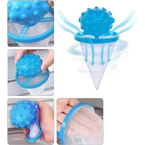 ENLENK Boules De Poils Pour Machine à Laver, Lot De 6 Boules De Lavage Réutilisables Pour Sèche-linge Et Machine à Laver, Boules De Lavage Et Dépilatoires Pour Nettoyer Les Poils D'animaux/poils/débris De Coton, Bleu – Image 5