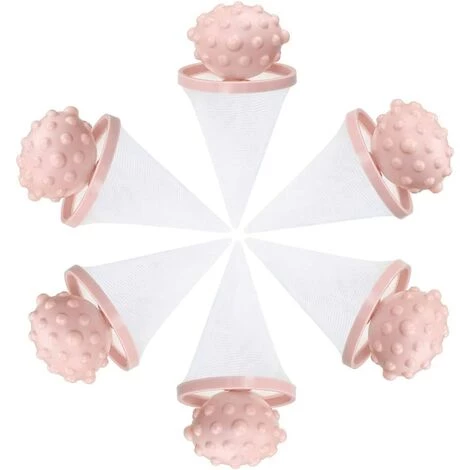 ENLENK Boules De Poils Pour Machine à Laver, Lot De 6 Boules De Lavage Réutilisables Pour Sèche-linge Et Machine à Laver, Boules De Lavage Et Dépilatoires Pour Poils D'animaux/poils/débris De Coton, Rose