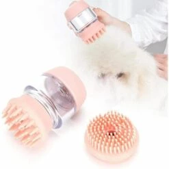 EINEMGELD Massage Chat Chien Outil De Bain Outil De Bain Brosse De Massage De Bain, Nettoyage Lavage Brosse Pour Animaux De Compagnie, Avec Tête Pour Chats,(Rubber Powder)