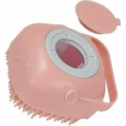 EINEMGELD Brosse De Bain En Caoutchouc De Silicone Pour Chien Brosses De Distributeur De Shampooing De Massage Pour Animaux De Compagnie Pour Chiens Et Chats Douche Toilettage - Rose