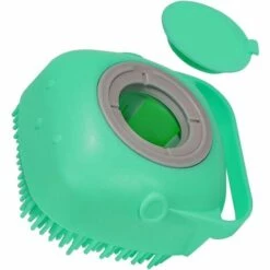 EINEMGELD Brosse De Bain En Caoutchouc De Silicone Pour Chien Brosses De Distributeur De Shampooing De Massage Pour Animaux De Compagnie Pour Chiens Et Chats Douche Toilettage - Bleu-Vert