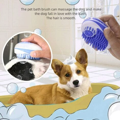 EINEMGELD Brosse De Bain Pour Chien,Animaux De Compagnie Brosse De Massage Pour Le Bain, Pour Le Shampooing Et Le Massage Des Chats Et Des Chiens à Poils Courts Longs – Image 4