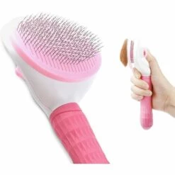 CATHERINE Brosse Chat,Brosse Chien,Brosse De Toilettage Autonettoyante Pour Animaux De Compagnie,Élimine Efficacement Les Poils Morts Et Les Peluches Des Animaux à Poils Longs Et Courts (rose)