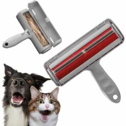 GALOZZOIT Brosse Anti Poils Animaux Chat Chien-Enlève Poils-Brosse De Nettoyage, Épilateur (vêtements/Lit/Canapé/Voiture/Tapis/Plancher)-Réutilisable Rouleau à Ramasse De Poils（rouge）