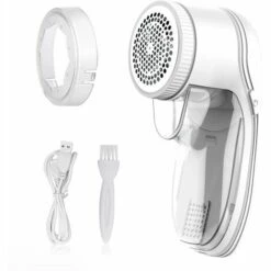 MINKUROW Rasoir à Peluches électrique, Décapant à Peluches Rechargeable, Rasoir à Peluches En Acier Inoxydable, Rasoir En Tissu Avec Câble USB Et Grand Récipient, Grand Pour Vêtements En Tissus Divers (blanc)