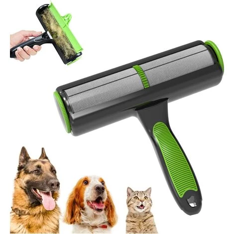 FR-LIFE Brosse Anti Poils Animaux Chat Chien, BR-Vie Ramasse Poils Animaux, Rouleau à Poils D'animaux, Réutilisable Et Facile à Nettoyer Pour Meubles, Lits, Canapés, Tapis