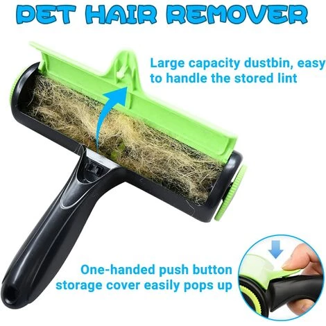 FR-LIFE Brosse Anti Poils Animaux Chat Chien, BR-Vie Ramasse Poils Animaux, Rouleau à Poils D'animaux, Réutilisable Et Facile à Nettoyer Pour Meubles, Lits, Canapés, Tapis – Image 2