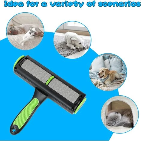 FR-LIFE Brosse Anti Poils Animaux Chat Chien, BR-Vie Ramasse Poils Animaux, Rouleau à Poils D'animaux, Réutilisable Et Facile à Nettoyer Pour Meubles, Lits, Canapés, Tapis – Image 4