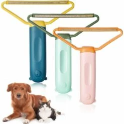 MACARON Brosse Anti Poils Animaux Chat Chien, Brosse Ramasse Enlève Poils Portable Réutilisable Autonettoyant Brosse Tapis Pet Hair Remover Vêtements/canapé/Voiture/lit/Tapis （3 Pièces） LO-Ron