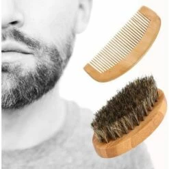 Hommes Sanglier Cheveux Poil Barbe Moustache Brosse Peigne Dur Ovale Manche En Bois FUIENKO