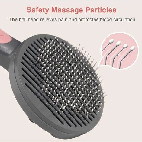 GUAZHUNIFR Brosse Pour Chiens Et Chats, Autonettoyante Pour Poils Pour Chiens De Petite, Conception Ergonomique Ne Grattera Pas La Peau-Rose,GU.B/bon – Image 2