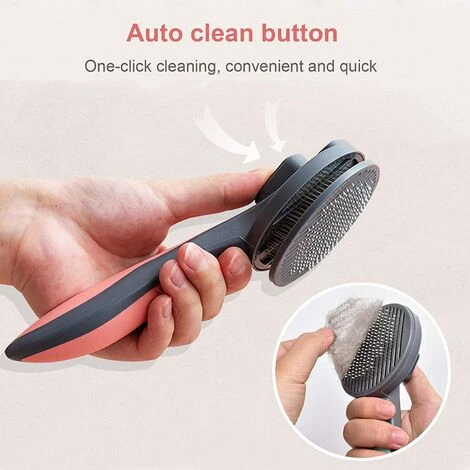 GUAZHUNIFR Brosse Pour Chiens Et Chats, Autonettoyante Pour Poils Pour Chiens De Petite, Conception Ergonomique Ne Grattera Pas La Peau-Rose,GU.B/bon – Image 3