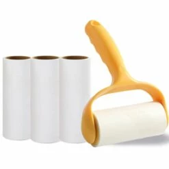 JUNJUN-Rouleau Anti-peluches Collant, Rouleau Pour Poils D'animaux, Kit D'épilation Pour Chiens Et Chats, Brosse Anti-peluches Pour Vêtements, Tapis, Sièges De Voiture, Poussière, Chiens, Poignée Durable, Poignée Jaune
