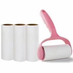 JUNJUN-Rouleau Anti-peluches Collant, Rouleau Pour Poils D'animaux, Kit D'épilation Pour Chiens Et Chats, Brosse Anti-peluches Pour Vêtements, Tapis, Sièges De Voiture, Poussière, Chiens, Poignée Durable Poignée Rose