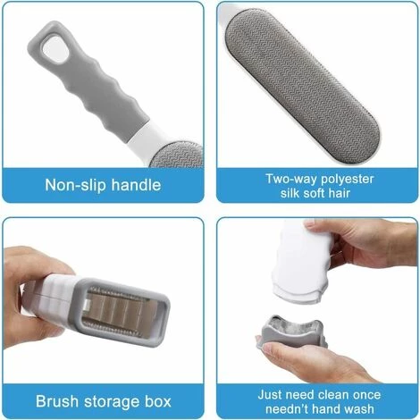 GroupM Grande Brosse Séparée Grise + Autocollant De Brosse De Dépoilage De Manteau De Boîte Propre – Image 4