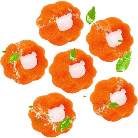 DECKON Boule De Vaisselle Pour Machine à Laver, Boule D'épilation Pour Machine à Laver, Enlever Les Poils D'animaux Et Les Peluches, Réduire Les Enchevêtrements. (6 Pièces) (orange)