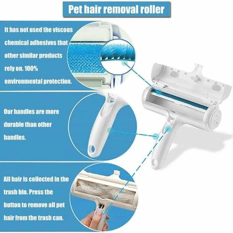 Animalerie Brosse Ramasse Enlève Poils, 2 Pcs Brosse Anti Poils Animaux Chat Chien, Rouleau à Poils D'animaux, Brosse De Nettoyage Magique Réutilisable Pour Coussin, Canapé, Voiture, Lit LangRay – Image 3