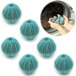 ARC-EN-CIéL 12 Pièces Boule De Lavage Machine A Laver Boule Anti Poils Machine A Laver Boules De Blanchisserie Réutilisable Machine à Laver Boule Pour Enlever Les Poils D'animaux Fourrure Des Draps Bleu Clair 3.5*3.5cm,Arcenciél