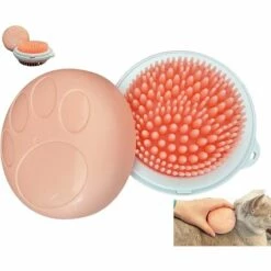 MERéTéET Brosse Pour Toilettage - Chat, Chien, Animal Domestique - Soin Du Pelage Pour Enlever Le Sous-poil - Massage Doux Avec Brosse En Silicone - Nettoyage Facile 8.1*8.1*4.5cm Rose，KoleZy