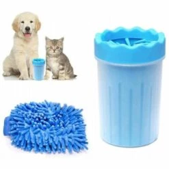 KAEJYIUT Nettoyant Pour Pattes De Chien, Nettoyant Pour Pattes D'animaux Avec Serviette, Brosse De Nettoyage Pour Animaux De Compagnie-bleu Grand