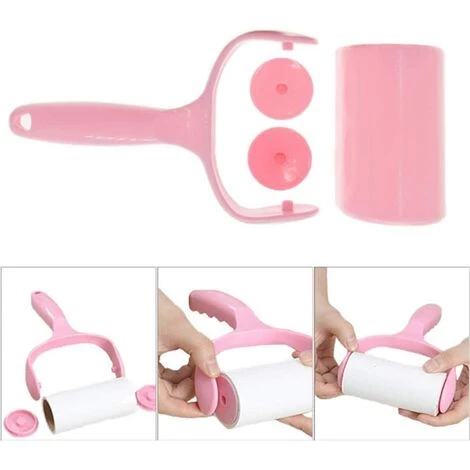 LTS FAFA 7pc Rouleau Collant, Rouleau De Nettoyage Pour Vêtements, élimine Facilement Et Rapidement Les Poils D'animaux La Poussière, 6 Rouleaux De Papier De Rechange (Rose) â Image 2