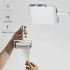FLYME Brosse Collante à Poils, 2 Rechange Collant Rouleau à Peluches élimine Facilement Et Rapidement Les Poils Danimaux La Poussière Et Les Peluches Des Vêtements Meubles Et Sièges De Voiture，Blanc