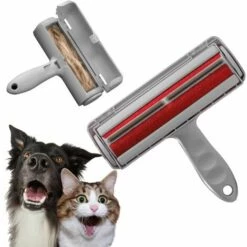 GRID COOL Brosse Anti Poils Animaux Chat Chien-Enlève Poils-Brosse De Nettoyage, Épilateur (vêtements/Lit/Canapé/Voiture/Tapis/Plancher)-Réutilisable Rouleau à Ramasse De Poils（rouge）
